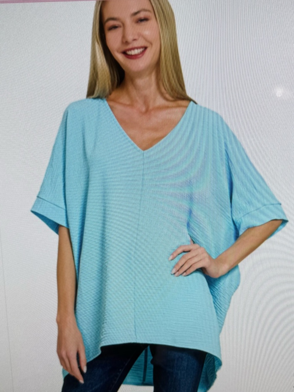 QT-1214D4 SB Zenana Woven Airflow Short Sleeve Top Various Sizes